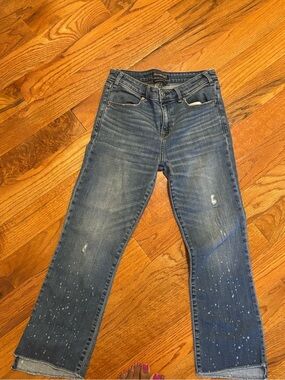 Abercrombie & Fitch Blue Boot-Cut Paint-Splatter Jeans